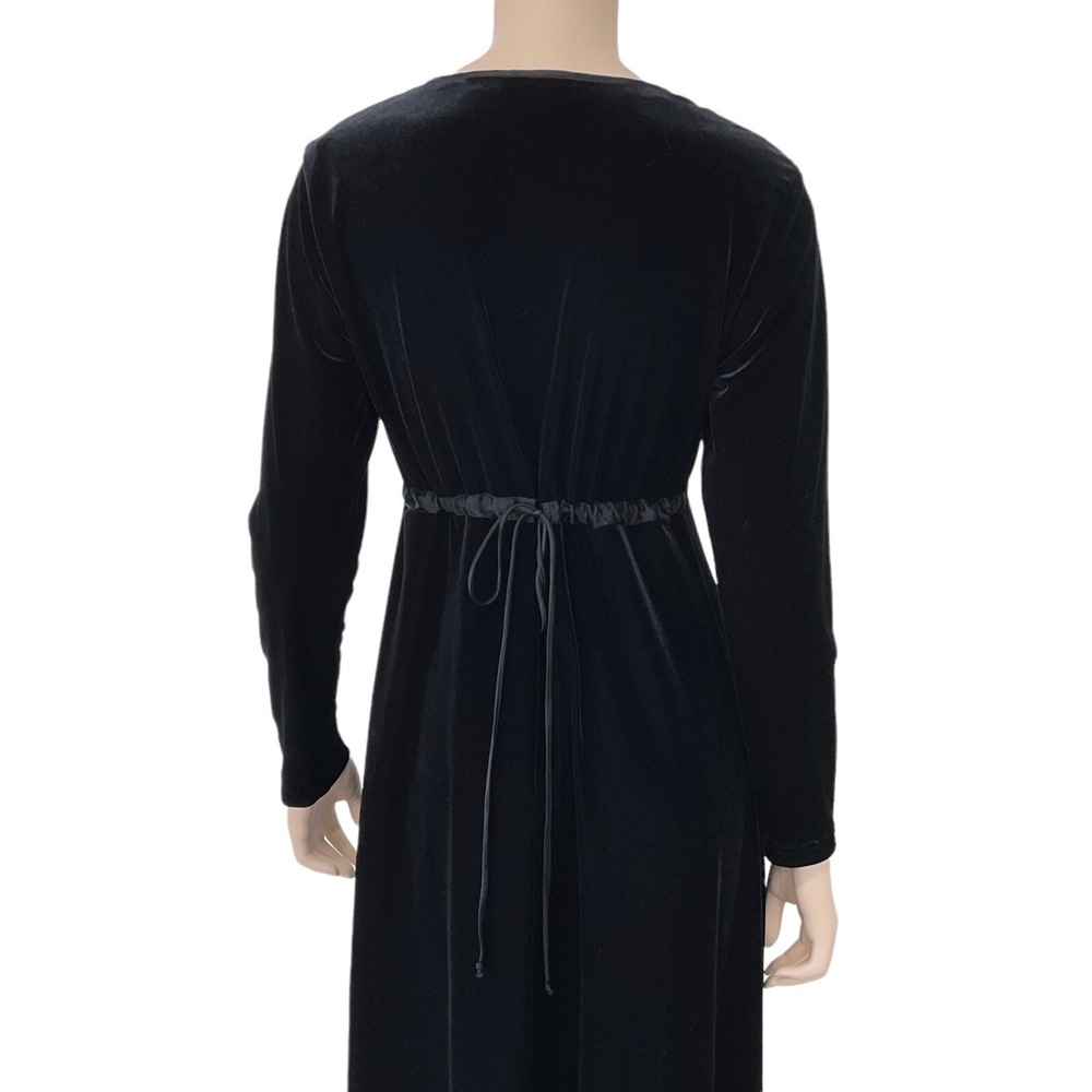 Caren Desiree Co Maxi Dress Women Size 10 Black Long Sleeve Velour Long Vintage - Picture 5 of 7